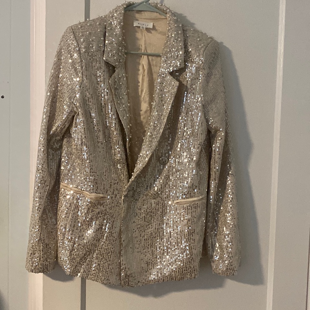 Sequin Blazer Jacket - Silver